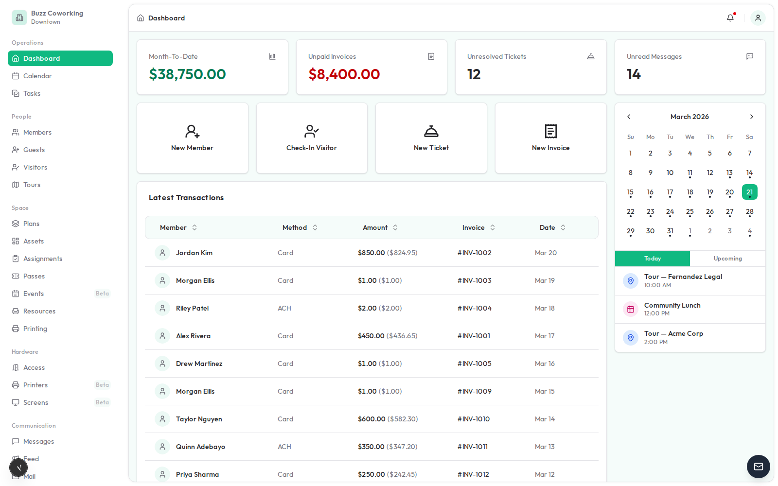 Doorza dashboard in Emerald