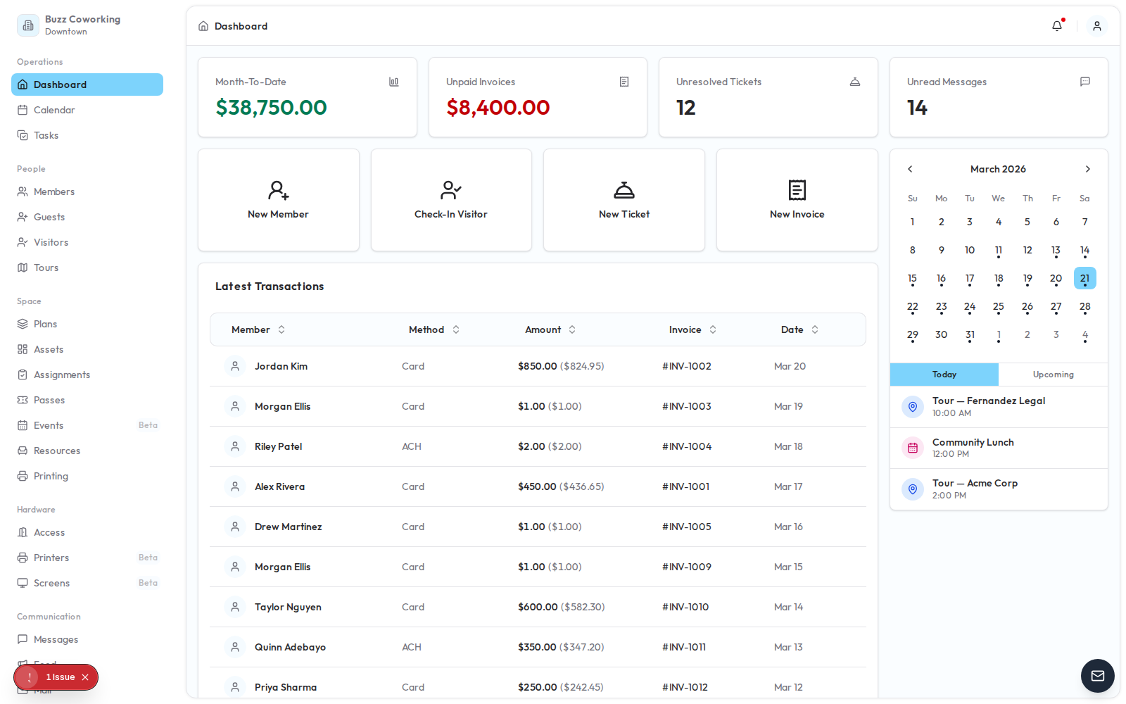 Doorza dashboard in Sky