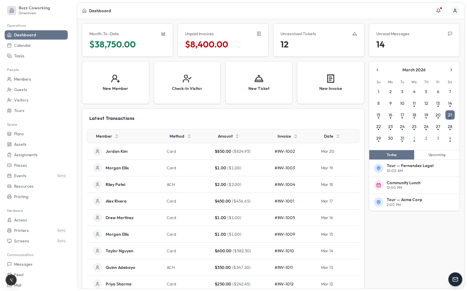 Doorza dashboard in Slate