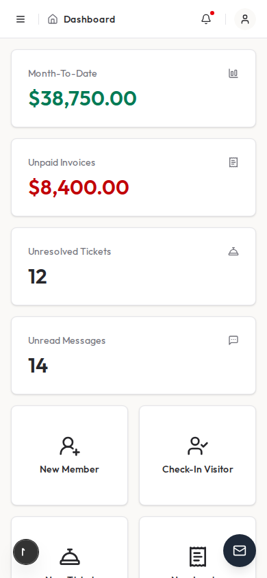 Doorza mobile dashboard